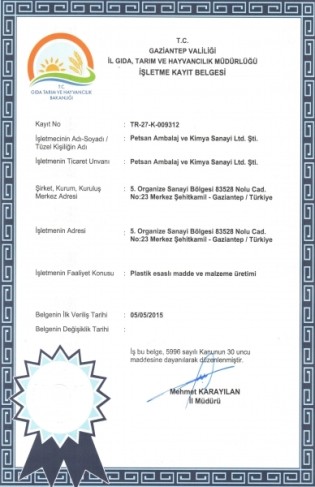 Business registration certificate